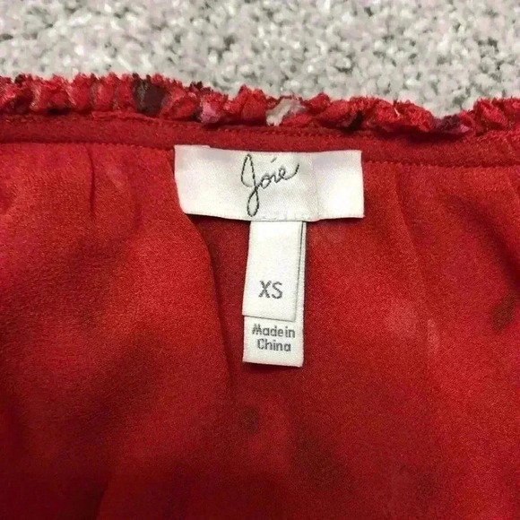 Joie Dress Silk Red Floral Print One Shoulder - Picture 10 of 11